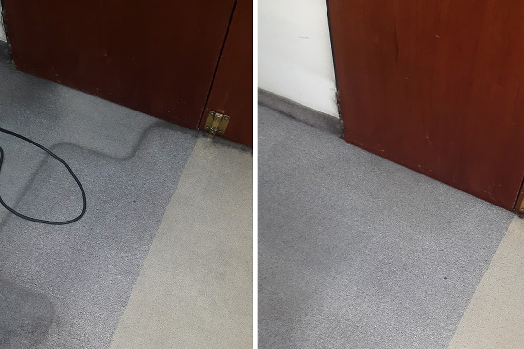 Limpieza de alfombra antes y después